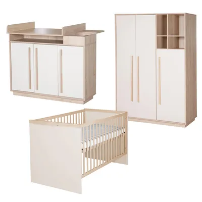 Produktbild von roba Babyzimmer 3-teilig Elva - Babybett, Wickelkommode und Kleiderschrank