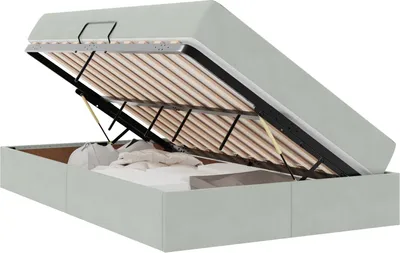 Produktbild von Aufbewahrungsbett mit Matratze Hellgrau 120 x 200 cm Samt