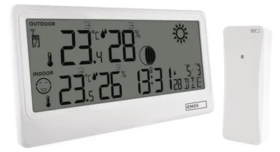 Produktbild von EMOS Funk-Wetterstation Außensensor Temperatur Luftfeuchtigkeit Wetter Funkuhr