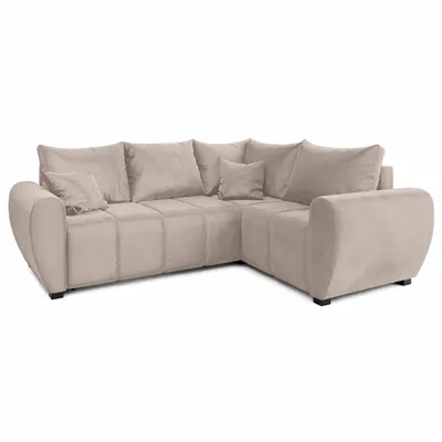 Produktbild von Ecksofa MOKA L rechte Seite mit Schlaffunktion L-Form, Sofa mit Bettkasten, Wohnzimmersofa, Couch, Bettsofa, Couchgarnitur – Beige Paros 02