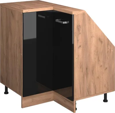 Produktbild von Eck-Küchenschrank für Dachschrägen Vicco R-Line Schwarz Hochglanz 75.6 cm mit 1 Tür, Model 59110