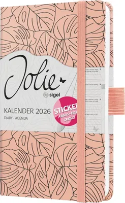 Produktbild von Wochenkalender Jolie ca. A6 Hardcover Rose Monstera 2026.
