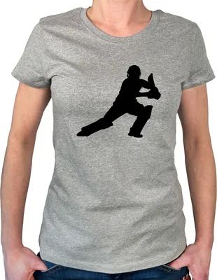 Produktbild von Huuraa Damen T-Shirt Cricket Silhouette M Sport Grey Bio Baumwolle Fairtrade Damenshirt Geschenkidee
