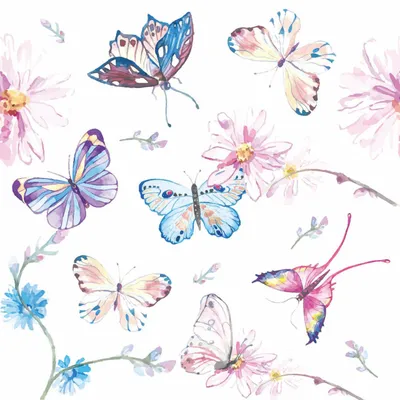 Produktbild von Paper Design Serviette Colorful Butterflies 20 Stk 33x33 cm Buntes Motiv