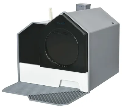 Productafbeelding van PawHut kattenbak, kattenwc met schep en filter, geschikt voor katten tot 5 kg, grijs