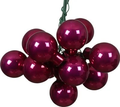 Produktbild von Weihnachtskugeln am Draht 2cm Glas 12 Stück - Granatapfel glänzend