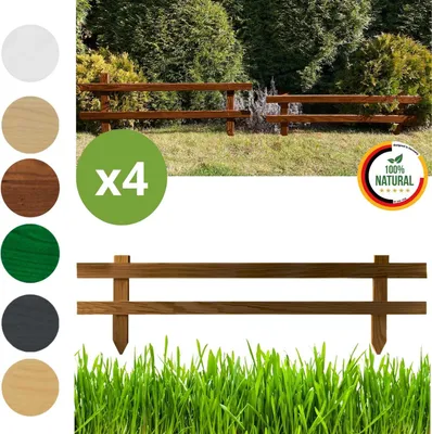 Immagine prodotto di Floranica Steccato per Giardino 4 pz. 20 x 100 cm Marrone Staccionata in legno Recinzione decorativo Giardino Esterno