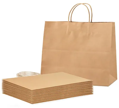 20 Kraftpapier-Tragetaschen, 27x12x21 cm, braun