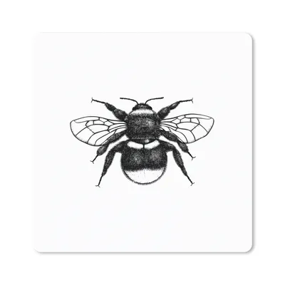 Produktbild von MuchoWow® Mauspad Mousepad Hummel - Botanisch - Retro - Insekten 20x20 cm - Mousepads - Maus Mat - Pad - Mausunterlage - Desk Mat - Bureauartikeln