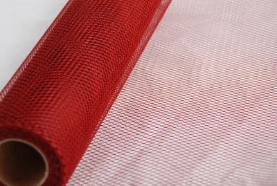 Produktbild von Dunkelroter Polyester Tüllstoff 35cm x 10m mit steifem Fall für Kostüme und Dekoration