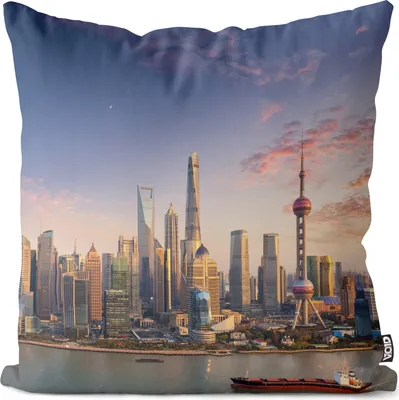 Produktbild von VOID Shanghai City Skyline China Kissenbezug Kissenhülle Polyester wasserfest Outdoor Indoor