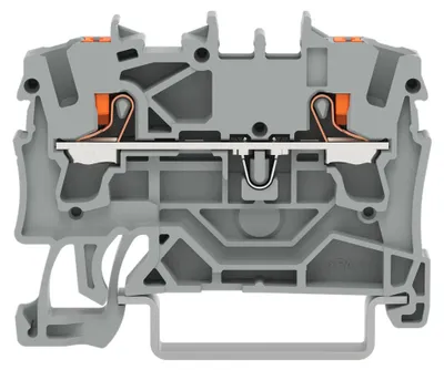 Produktbild von Wago 2-Leiter-Durchgangsklemme mit Drücker 2,5 mm², grau, Packung mit 50 Stk.