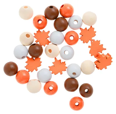 Produktbild von Holzperlen im Herbstdesign, 30 Stück, 16 mm