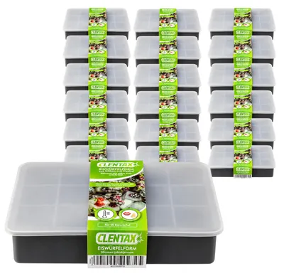 Produktbild von CLENTAX Eiswürfelform Silikon mit Deckel 18er Pack - Silikonform für 270 Eiswürfel