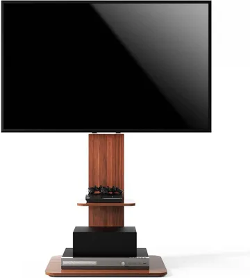 Zdjęcie produktu dla Drewniana – Regulowana wysokość – Uchwyt na telewizor z półką – Uniwersalny, pasuje do telewizorów 32-65 cali – Standard VESA 600x400 mm – Maksymalne obciążenie: 40 kg