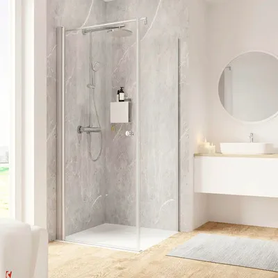 Produktbild von SCHULTE Duschtür mit Seitenwand mit Drehtür Garant 2.0 ExpressPlus 90 x 90 x 200 cm Profil aluminium Klarglas schmutzabw