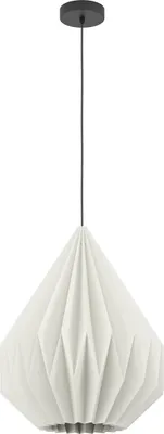 Produktbild von EGLO Pendellampe Minting, Pendelleuchte mit Plissee Lampenschirm, Hängeleuchte aus Metall in Schwarz und Papier in Weiß, Hängelampe, E27, Ø 45 cm