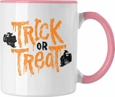 Produktbild von Trendation - Halloween Tasse Kürbis Dekoration Becher Süßes Oder Saures Geister (Rosa)