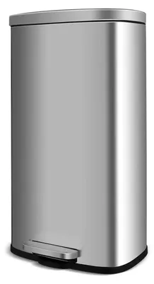 Image de Poubelle - Pédaleuse avec couvercle à fermeture douce - 30 litres - Acier inoxydable - Rectangulaire - Argentée