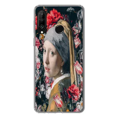 Produktbild von MuchoWow® Handyhülle Schutzhülle Hülle für Huawei P30 Lite Das Mädchen mit dem Perlenohrring - Blumen - Vermeer Silikon Softcase Handy Hülle - Handyhülle