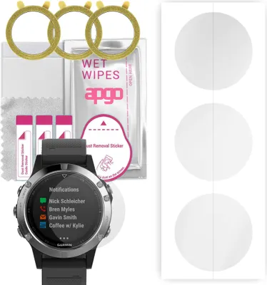 Produktbild von apgo 3 Stück Schutzfolie, klar, kompatibel mit Garmin Fenix 5 Smartwatch, Hydrogel Displayschutzfolie mit Positionierhilfe, Displayfolie, robust und kratzfest