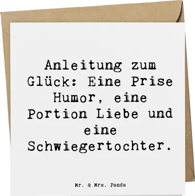 Produktbild von Mr. & Mrs. Panda Grußkarte Spruch Humor Liebe Schwiegertochter - Weiß - Geschenk, Familie, doppelkarte, Beziehung, Glück, Geburtstage, faltkarte, Verwandte, Handarbeit