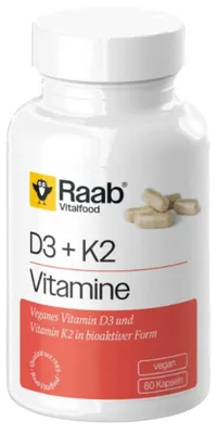 Produktbild von Raab Vitalfood Vitamin D3 + K2 Kapseln 27,6g
