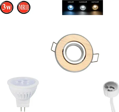 Image de Spot encastré orientable 35° MR11 Ø60mm trou de forage alu incl. MR11 3W blanc chaud 255lm ampoules LED or brossé rond