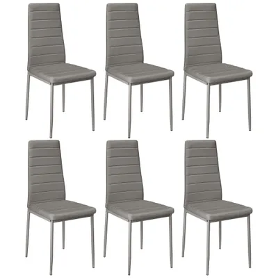 Produktbild von Supfine 6er Set Esszimmerstühle,Küchenstuhl,aus Kunstleder Metallbeine,Polsterstuhl,grau