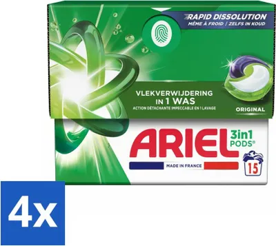 Produktbild von Ariel - 3in1 Waschmittel-Pods - Original - 15 Pods - Vorteilspack - 4 Stücke