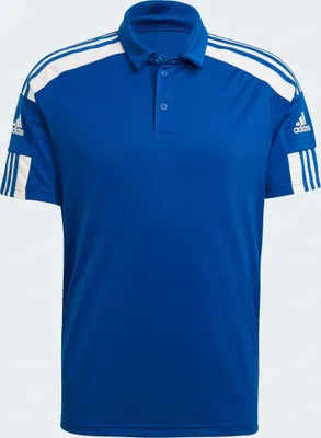 Produktbild von adidas Poloshirt Squadra 21, L, Royal/Weiß, 100% recycelter Polyester, AEROREADY-Technologie, normale Passform, Polokragen mit Knopfleiste