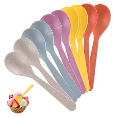 Eierlöffel aus Kunststoff, 14 cm, 10 Stück, bunt, PP, spülmaschinenfest