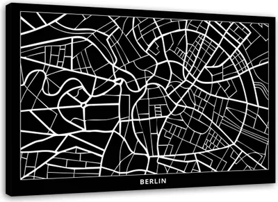 Produktbild von Leinwandbild berlin - stadtplan 90x60 cm Feeby grau wandbild bereit zum aufhängen