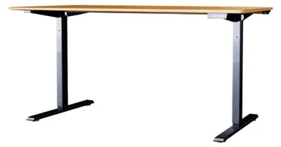 Image de Bureau électrique ZENTOR 140 cm en chêne massif réglable en hauteur – Style industriel