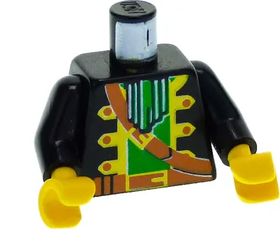 Produktbild von 1x Lego Torso Minifigur schwarz Jacke Kapitän Rot Bart Piraten pi055 973p36c01