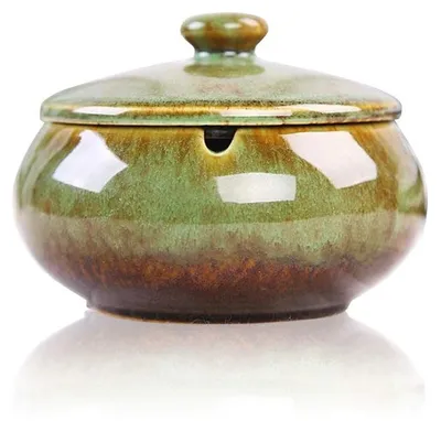 Produktbild von Aschenbecher Ascher Zigarettenascher mit Deckel - 11,5 x 11,5 x 9 cm - Keramik - Winddicht - Für Innen und Außen