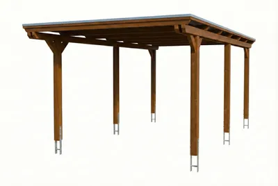 Zdjęcie produktu dla Pojedynczy wiat garażowy SKAN HOLZ Emsland wraz z kotwami do słupków, 340 x 604 cm, orzech