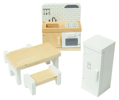 Image de Meubles de cuisine en bois pour maison de poupées Bigjigs - 5 pièces