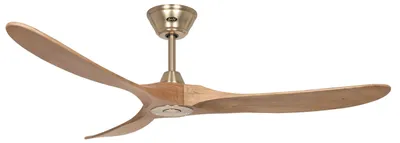 Image de Ventilateur de plafond à basse consommation avec télécommande Eco Genuino 152 cm Laiton brossé & Chêne moyen