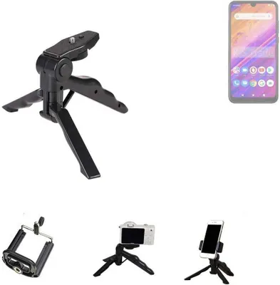 Produktbild von K-S-Trade Stativ Tisch-Ständer Dreibein Handy-Stativ Ständer kompatibel mit BLU J6S Mini-Stativ Smartphone Tripod Handy-Stativ aus Plastik schwarz