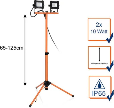 Produktbild von Smartwares FCL-80116 Innen- und Außenbereich LED-Arbeitsleuchte, 20 W, LED, 2 Glühbirne(n), IP65, Schwarz, Gelb, Freistehende Arbeitsleuchte