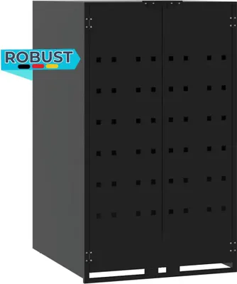 Produktbild von Mülltonnenbox GORILO für 1 Tonne Schwarz 69x79x117 cm Stahl | Mülltonnenverkleidung 1er Mülltonnenhaus