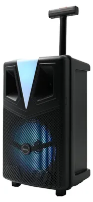 Produktbild von Denver TSP-307 - Bluetooth Party Lautsprecher mit Mikrofon Akku Karaoke Box RGB LED Licht Rollen 120W