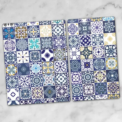 Produktbild von Glas-Herdabdeckplatten Glaskeramikkochfeld-Abdeckung Spritzschutz Schneidebrett Zweiteilige Glas 70x52 cm Mosaik-Fliesen