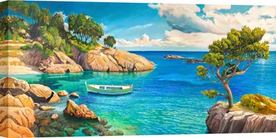 Image de Peintures sur toile, paysage moderneAdriano Galasso - Vert méditerranéen - 70 x 35 cm