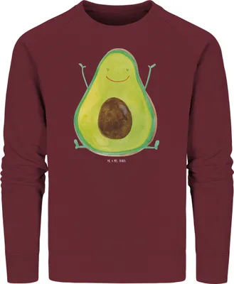 Produktbild von Mr. & Mrs. Panda Baumwoll Pullover Avocado Glücklich Größe XL - Burgundy - Geschenk, Freude, Sweater, Chaos, Frucht, Sweatshirt, Pulli