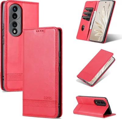 Image de Housse en cuir Honor 70 Pro, étui à rabat Portefeuille Fermeture magnétique Support Housse de protection pour Honor 70 Pro Rose