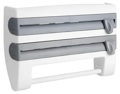 Immagine prodotto di Portarotolo da cucina a parete – Portarotolo per pellicola trasparente – Design ergonomico – Portarotolo per carta stagnola – Adatto per asciugamani di carta fino a 28 cm – Accessorio sicuro e pratico
