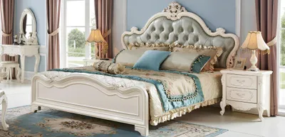 Produktbild von Chesterfield Bett Echtholz Klassische Betten Doppel Leder Polster Schlafzimmer