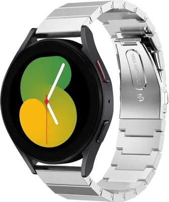 Produktbild von Strap-it Metallarmband - Kompatibel mit Samsung Galaxy Watch 5 Armband 40mm Ersatzarmband Edelstahl - Faltschließe - Hochwertiges Material - für Smartwatch 20mm Armband Silber